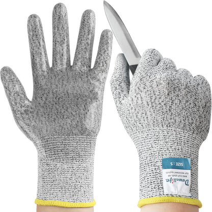 Dowellife Cut Resistant Gloves Food Grade Level 5 Protection, Safety Kitchen Cuts Gloves for Oyster Shucking, Fish Fillet Processing, Mandolin Slicing, Meat Cutting and Wood Carving. (X-Large)