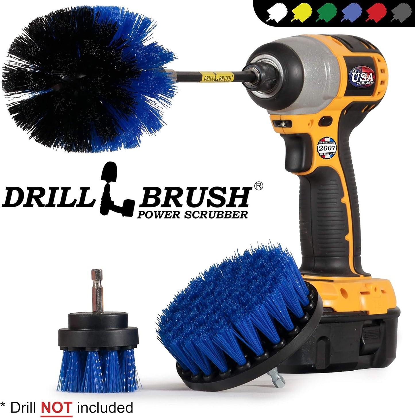 Drillbrush Shower Scrubber Drill Attachment - Car Detailing Tools - | Dishwasher Safe Drill Brush Scrubber For Cleaning Tubs, Sinks, Tile, Grout, Flooring, Carpet, Leather, Seats, Boats,