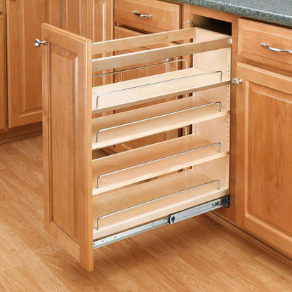 Rev-A-Shelf Pullout Kitchen Cabinet Organizer, Min Cabinet Opening 5.5" W | 5" W Slide Out Pantry Spice or Utensil Storage Rack with Adjustable Shelves for Base Cabinet Organization, 448-BC-5C