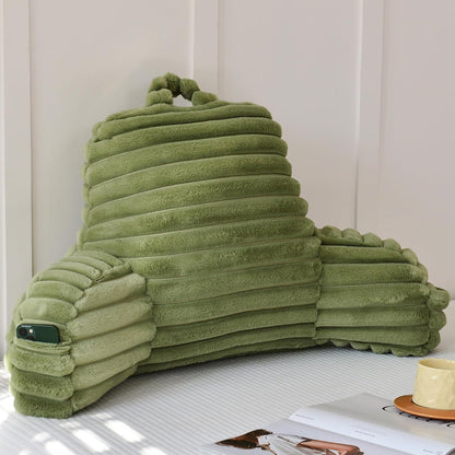 Large Reading Pillow for Adults, Back Support Pillow for Sitting Up in Bed with Arms, Couch for Lounging Bedrest, Pink