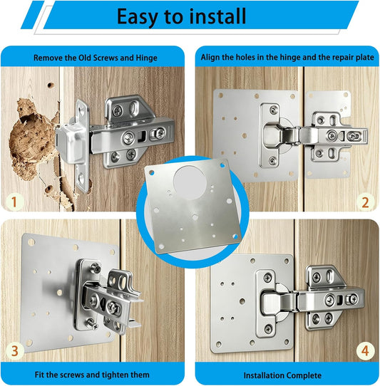 8Pcs Cabinet Hinge Repair Plate Kit, Hinge Fixing Brackets with Screws | Thickened Hinge Fixing Brackets, Cabinet Door Hinge Repair Plates for Kitchen Cupboard, Furniture Drawer & Wooden Cabinet