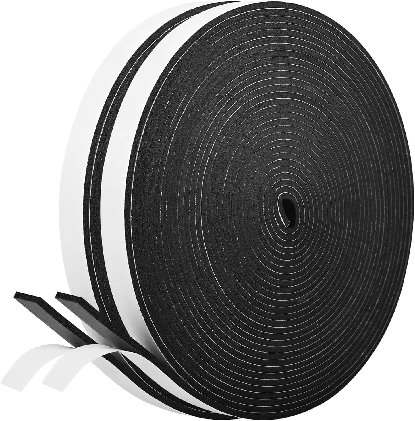 Kikerike Self Adhesive Foam Tape Weatherstrip 1/2In x 1/4In x 42Ft High Density Foam Insulation Strips Seal Weather Stripping with Strong Adhesive for Door and Window Sound Isolation Soundproofing