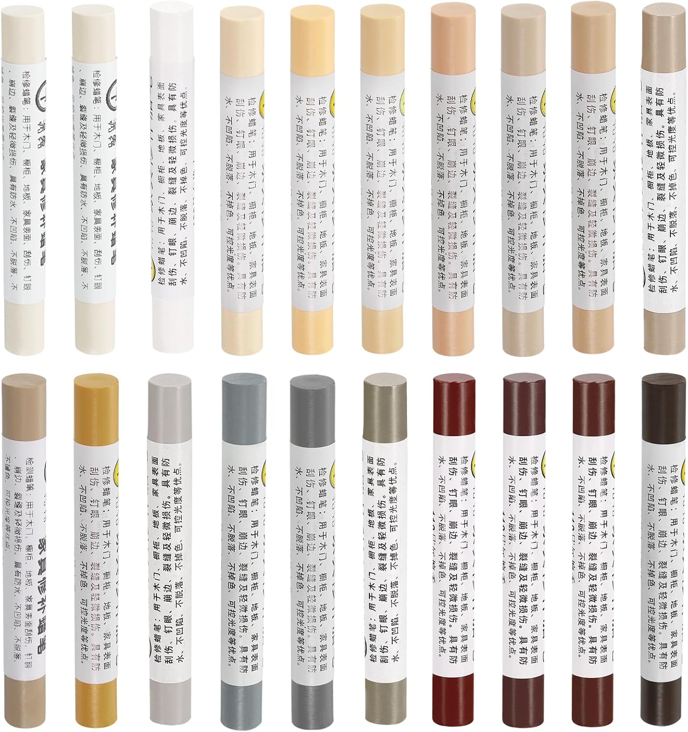 uxcell Furniture Repair Wax Crayons Kit, 20Pcs - Wood Filler Stick, Touch Up Furniture Markers - for Scratches Holes Tables Desks Wooden Floor Laminate Covers, Gray Series