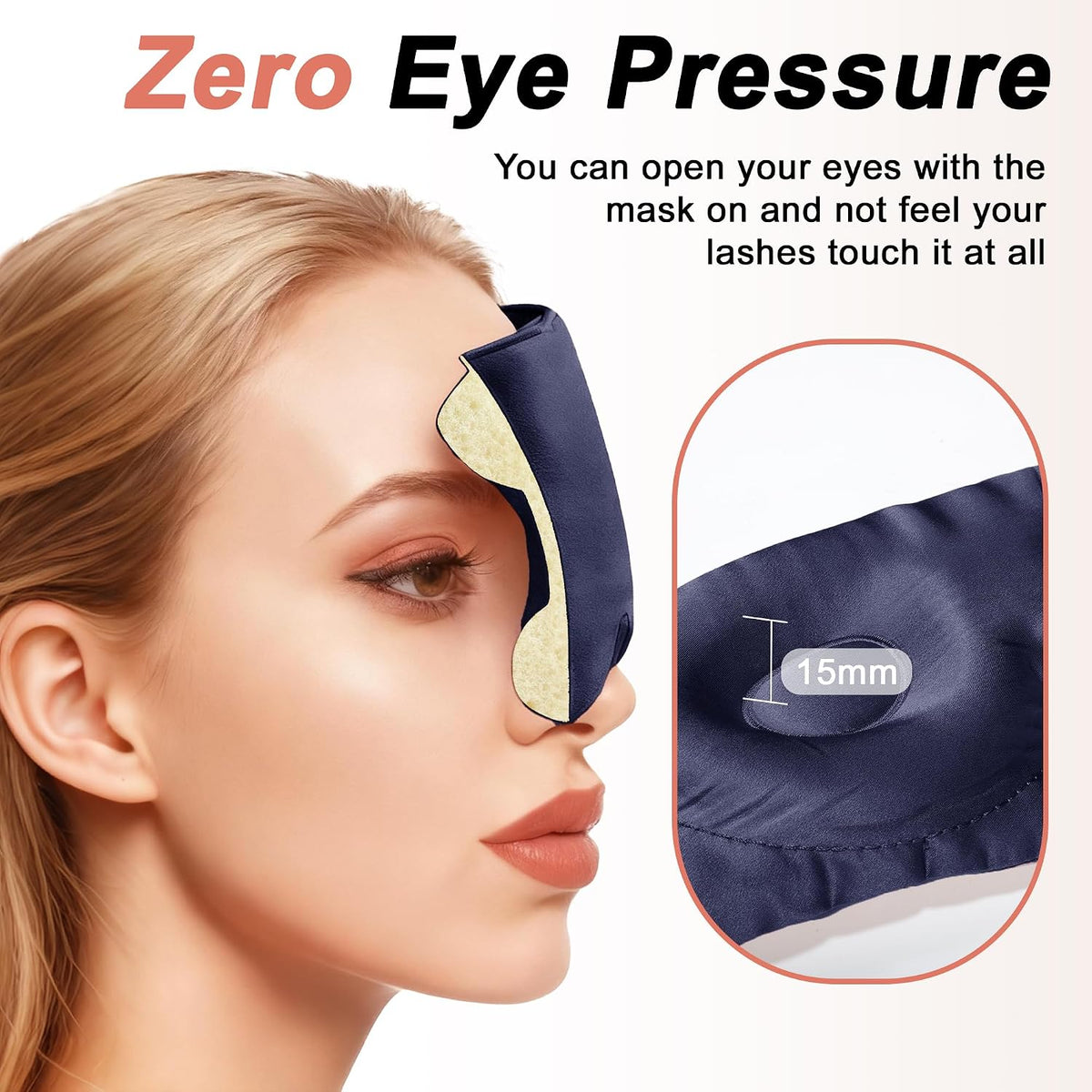 VOCOSTE 3D Pure Silk Sleep Mask with Travel Pouch, Black