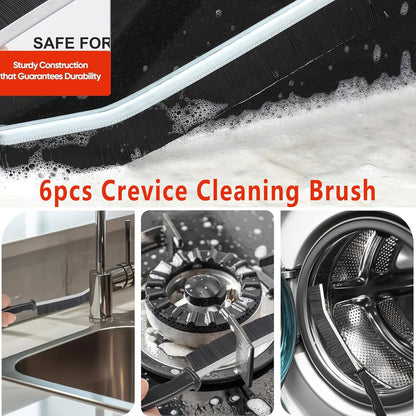 Crevice Cleaning Brush Set, Hard Bristle Gap Cleaning Tool, Ultra-Fine Nylon Deep Scrub Brushes for Window Tracks, Bathroom Grout, Sliding Doors & Sink Detailing,6-Pack