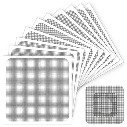 Matenf Window Screen Repair Patches, 4" x 4", 10 PCS, Black | 3-Layer Sticky Mesh Patches, Invisible Budget-Friendly, Tool-Free Waterproof Fix for Screen Tears, Holes and Pet Scratches