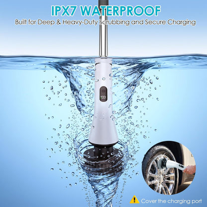 Electric Spin Scrubber for Bathroom,Power Cleaning Brush with 7 Replaceable Brush Heads, Adjustable Long Handle, Cordless Electric Shower Scrubber for Home, Floor, Kitchen & Car