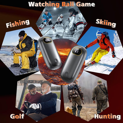 Hand Warmers Rechargeable - Electric Hand Warmers 2 Pack with Dual-Sided Heating for 15Hrs Warmth, LED Display & Flashlight, Hunting Essentials, Gifts for Christmas Man Women Raynauds Golf