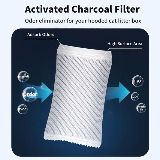 Marchul Activated Charcoal Odor Absorber (6 Pack, 20g Each) Natural Activated Charcoal Filters Refills, Cat Litter Smell Eliminator Filter for Marchul Enclosed Stainless Steel Litter Box