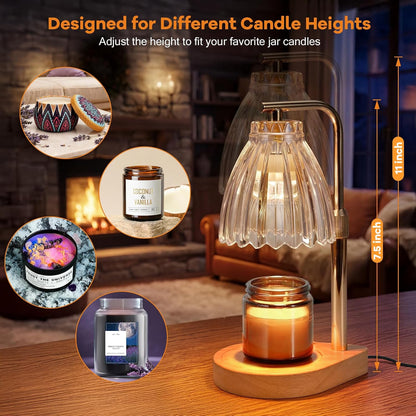 Gifts for Women, Candle Warmer Lamp with Adjustable Height, Timer & Dimmer, Birthday Gifts for Women, Elegant Gift Box & Greeting Card, Candle Lamp with 2 Bulbs for Home Decor/Bedroom/Office