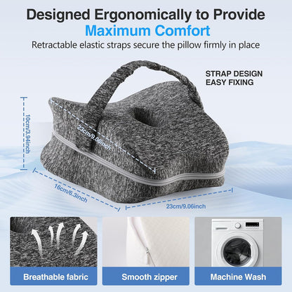 Knee Pillow for Side Sleepers, Memory Foam Leg Pillow for Side Sleeping with Strap, Alignment Pillows Between Legs for Sciatica, Back & Hip Pain Relief (Grey)