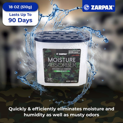 ZARPAX Moisture Absorber Activated Charcoal 10.5 oz/300g | Removes Moisture, Damp, Humidity & Odors | Odor Absorber | Moisture Trap for Bathroom, Closet, Kitchen & Small Spaces | Set of 4