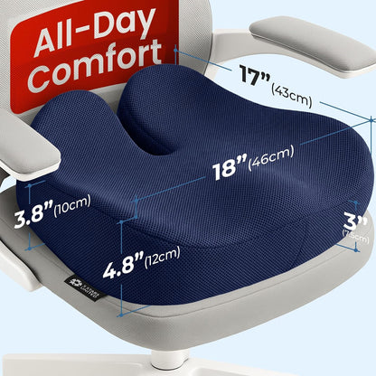 5 STARS UNITED Seat Cushion - Memory Foam Chair Cushion for Tailbone Pain Relief - Ergonomic Support for Coccyx, Sciatica & Butt - Office, Desk & Gaming Chair, Car Seat, Wheelchair, Airplane, Black