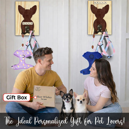 Dog Leash Holder Wall Mount, Pet Harness Hanger with Scrabble Letters, Dog Collar Organizer for Entryway, Memorial Cat Leash Holder for Wall, Pet Loss Gifts, Keepsake, Home Decor PF212-NAT