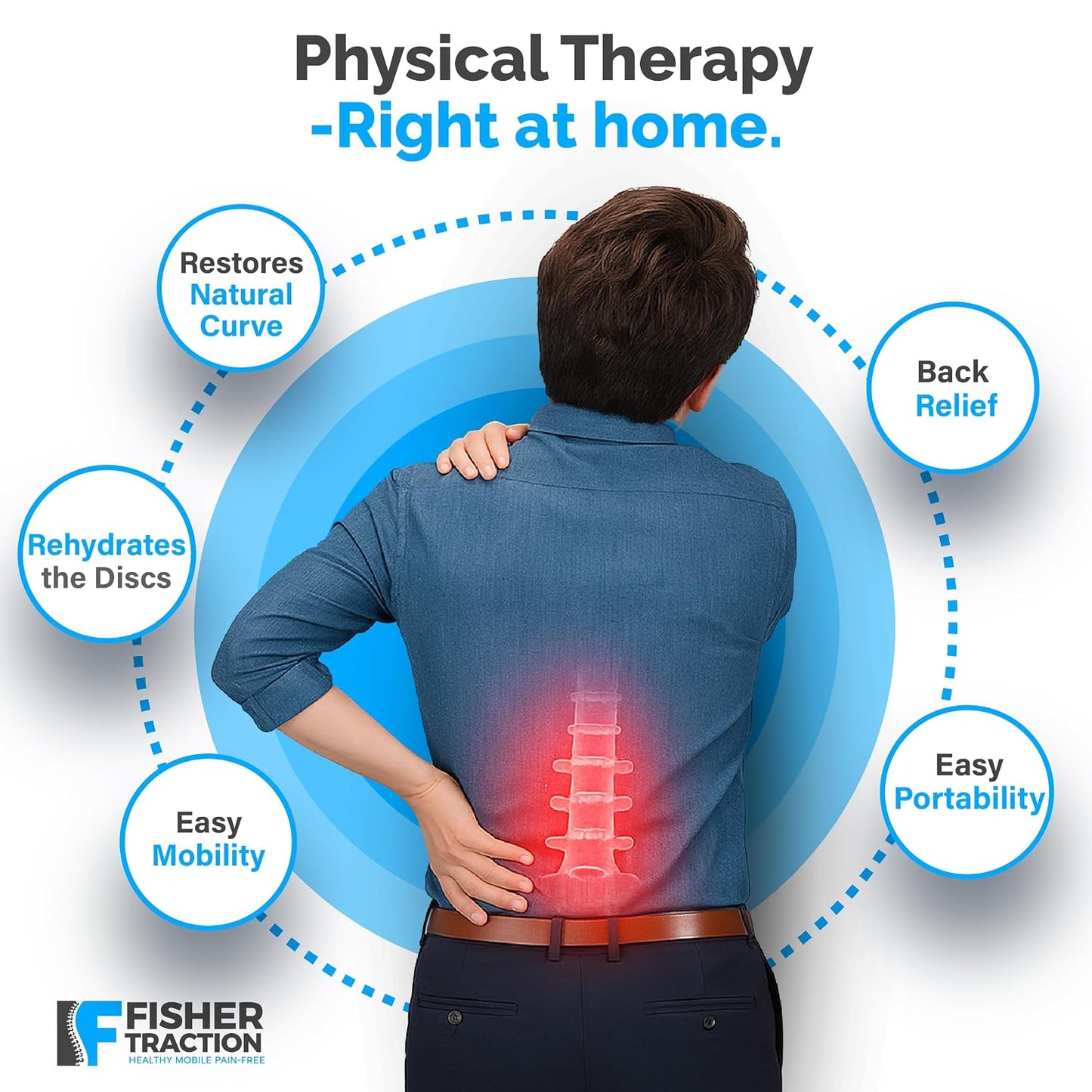 Patented Lower Back Decompression Device (Under 230 lbs) | Lumbar Traction for Spinal Decompression – Patented Stretcher Strap Release for Spinal Rehydration – Lightweight & Portable