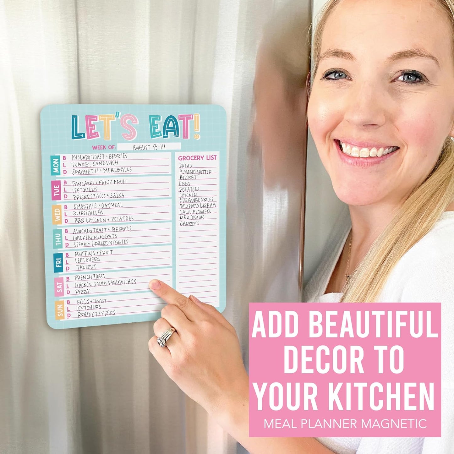Hadley Designs Weekly Meal Planner for Fridge - Dinner Menu Board for Kitchen, Colorful Weekly Menu Board Dry Erase, Dry Erase Meal Planner for Fridge