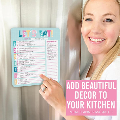 Hadley Designs Weekly Meal Planner for Fridge - Dinner Menu Board for Kitchen, Colorful Weekly Menu Board Dry Erase, Dry Erase Meal Planner for Fridge