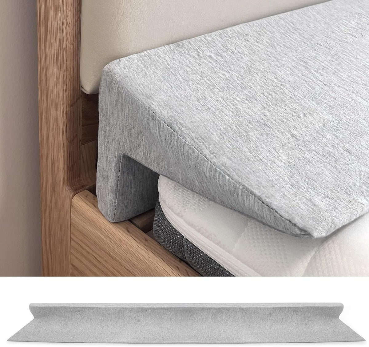 Wibeelee 60"x8"x5" Bed Wedge Pillow for Headboard Bed Wedge Gap Filler Cover 1.5-inch Gaps Mattress Wedge Gap Filler to Stop Items Falling Down(Grey)