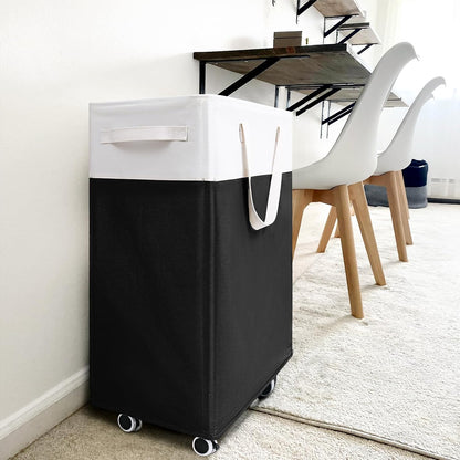 Goodpick 75L Laundry Basket with Wheels & Removable Wash Bag for Dorm | Rolling Laundry Basket with Handles for Dirty Clothes, Fodable Hamper for Laundry Room, Dorm Room Essentials, Grey