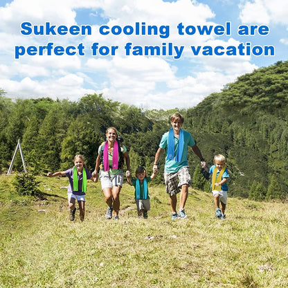 Sukeen Cooling Towels 6 Pack (40"x12"), Cooling Neck Wraps, Ice Towels, Microfiber Breathable Cooling Towel for Hot Weather, Sweat Towel for Gym, Sport, Running, Golf, Workout, Camping, Fitness