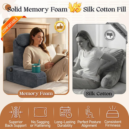 Reading Pillow/Backrest Pillow with Arms, Cup Holder & Phone Pocket