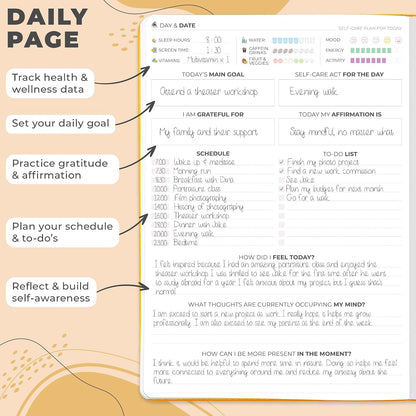 Clever Fox Self-Care Journal PRO for Women, Mental Health, Seashell | Guided daily life reflection, wellness, gratitude, and mood prompts, habit tracker, 7x10 in, eco leather hardcover