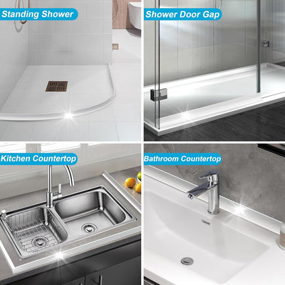 39" Shower Threshold Water Dam Silicone Shower Water Guard Collapsible Shower Door Bottom Seal Shower Splash Guard for Wet and Dry Separation