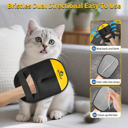 Pet Hair Removal Glove for Dog & Cat, Reusable Electrostatic Pet Hair Glove | Pet Hair Remover Tool for Clothing, Couch, bed, Carpet, Car Seat, Quickly & Easily Pet Hair Remover Glove