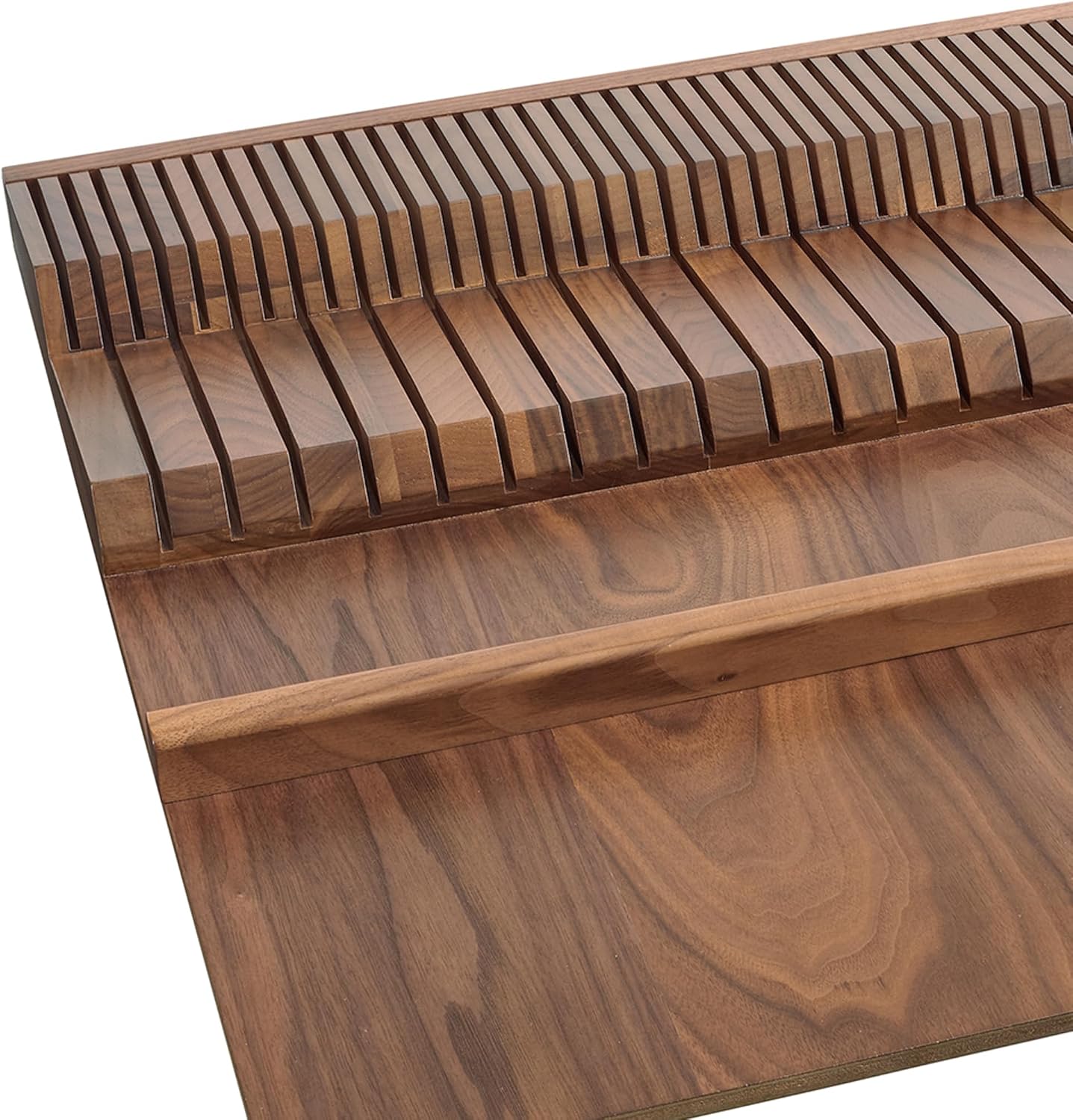 Rev-A-Shelf Trim-to-Fit Knife Block Drawer Insert Organizer with Separate Compartment for Kitchen Utensils, 55 Slot Storage Tray, Walnut, 4WDKB-WN-1