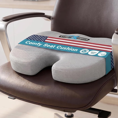 Xtreme Comforts Seat Cushion, Tailbone Relaxer - Coccyx Cushion for Tailbone Pain Desk, Wheelchair & Car Use - Back Support Pillow for Chair