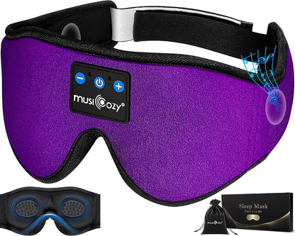 MUSICOZY 3D Sleep Headphones Bluetooth 5.4 Sleep Mask with HD Speakers