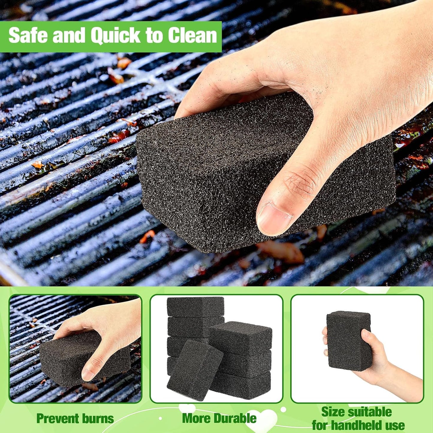 Zhehao 8 Pack Grill Brick Bulk Heavy Duty Pumice Stone Cleaner Tool | Cleans and Sanitizes Restaurant Flat Top Grills, Reusable for Home Restaurant Griddles, Flat Top BBQ Grates Outdoor Cleans