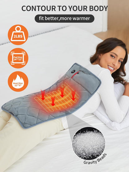 Portable Heating Pad, Cordless Weighted Heating Pad with Battery