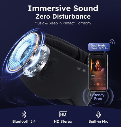 Luxury Bluetooth 5.4 Sleep Mask for Adults - Ice Fiber Cooling & HD Sound, 100% Light Blocking Adjustable Eye Cover for Travel & Side Sleepers - Soft Sleep Headphones with 10H Playtime