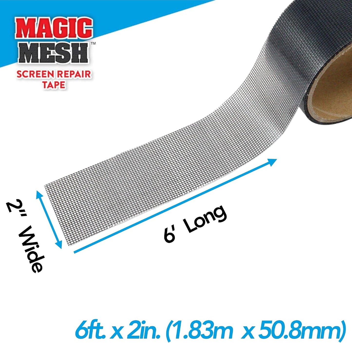 Magic Mesh Screen Repair Tape| Strong Adhesive, Instantly Mend & Repair Holes and Tears in Screen Windows, Doors, RVs & More | Size 9' x 2' (Pack of 1)