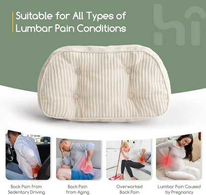 HIGOGOGO Lumbar Support Pillow for Recliner Chair/Accent Chair/Couch/Office Chair, Tufted Corduroy Back Support Cushion for Elderly, Recliner Cushions for Back Rest, Pain Relief, Reading, Dark Grey