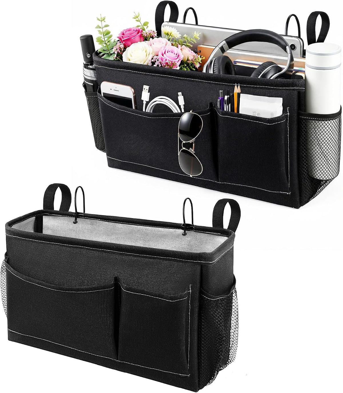 Fab totes Bedside Caddy for Dorm Bed, Bedside Storage Bag Hanging Organizer