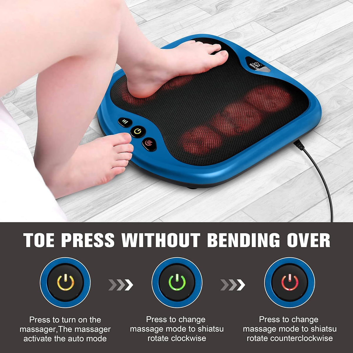 Snailax Shiatsu Foot Massager with Heat, Foot Warmer with Removable Cover