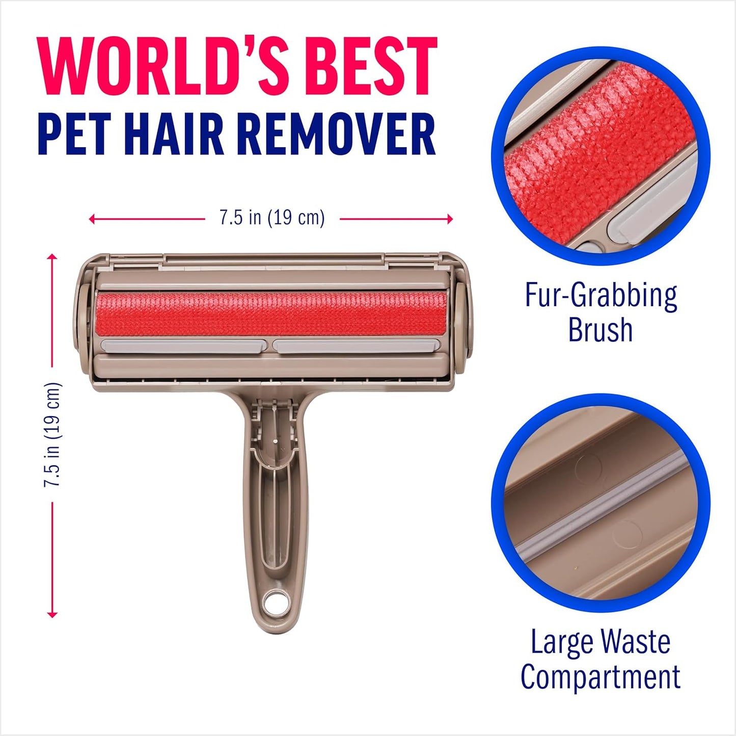 ChomChom Roller Pet Hair Remover – Reusable Lint Roller Pet Hair Removal Tool for Clothes, Couches, Cars and Travel - Cat Dog Hair Remover, Compact, No Sticky Refills Needed (Mini Roller)