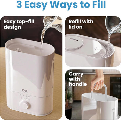Everlasting Comfort 6L Humidifier Large Room, High Mist Output 60 HR Runtime Ultrasonic Top Fill Humidifiers for Bedroom, Easy to Use & Clean for Home, Baby Humidifier, Plants, Congestion, Indoor