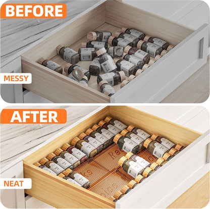 Spice Drawer Organizer, 8 Pack Clear Seasoning Organizer Rack | Expandable From 11" to 22" Wide, Kitchen Spice Rack Organizers for Drawer, Countertop, (Jars Not Included)