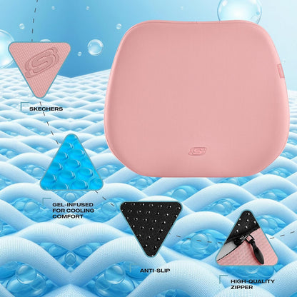Skechers Seat Cushion Premium Gel & Memory Foam-Office Chair Cushion for Tailbone Pain Relief,Butt Pillow for Office Chair,Car seat Cushion,Long Sitting Office Workers,and Car Drivers,Black