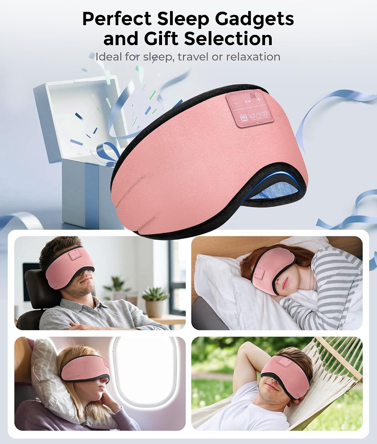 LOVE EYE Sleep Headphones Bluetooth 5.4 Sleeping Eye Mask Wireless Music Earphones with Built-in HD Speakers for Side Sleepers Cotton Sleeping Headphones for Women Men Gifts (Lavender Purple)