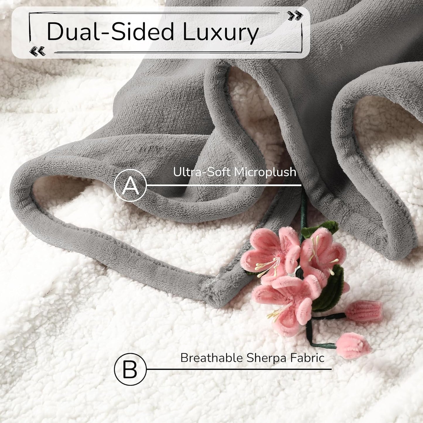 Electric Heated Blanket Full Size 72"x84" – Light Gray | ETL for Safe Overnight, 4 Heat Settings & 10H Auto Off, Dual-Sided Microplush Sherpa for Home Night, Machine washable