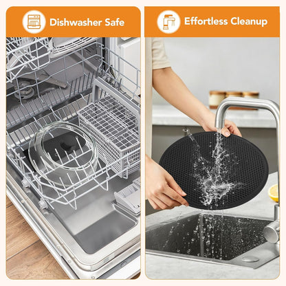 10inch Glass Microwave Splatter Cover for Food with Silicone Mat – Heat Resistant Plate Splatter Guard Lid with Vent Holes & Easy-Grip Handle – BPA Free, Dishwasher Safe