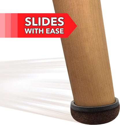 Super Sliders Secure Grip Formed Felt Movers for Furniture to Protect Hard Surfaces, 1.5", Walnut Brown (4 Pack)