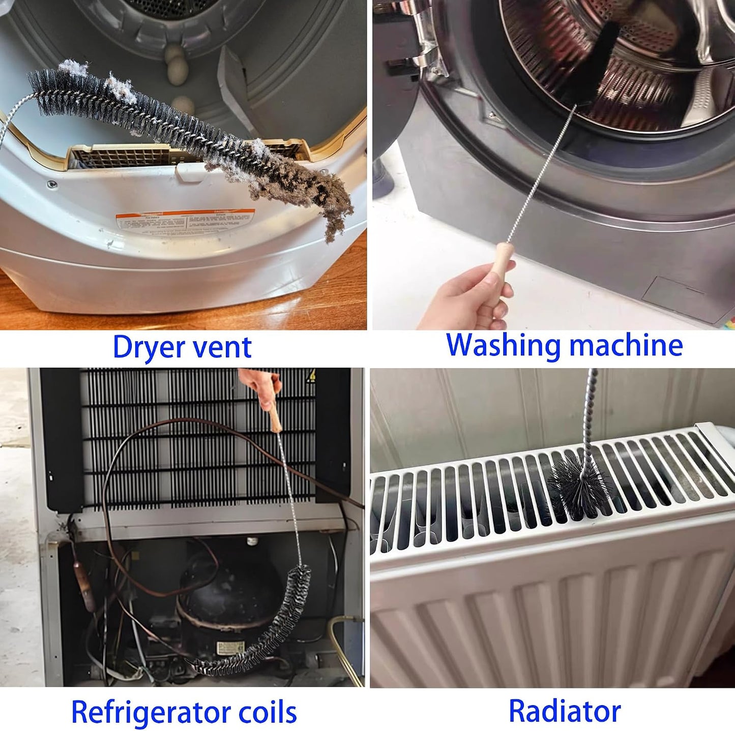 47.24 inch Extra Long Dryer Lint Brush, Flexible Dryer Vent Cleaner Brush | for Deep Cleaning of Lint Trap, Refrigerator Coils, Dust and Pet Hair – for Fire Risk Reduction & Better Efficiency, 1PCS