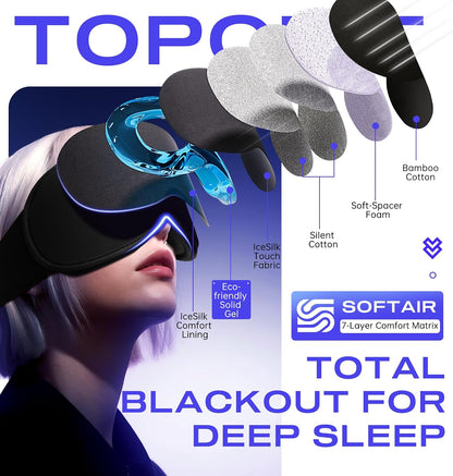 Sleep Mask Headphones Bluetooth 5.4 with 3D Removable Hot & Cold Compress, TOPOINT Weighted Eye Mask Blackout Soft Cooling Breathable for Women Men Sleep Relax Eyes Migraine Office Travel, Purple