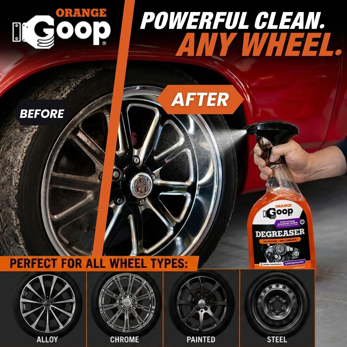 GOOP Orange Heavy-Duty Degreaser Spray, Citrus-Based Formula for Automotive & Home Use, Removes Grease, Oil & Grime, 32 fl oz