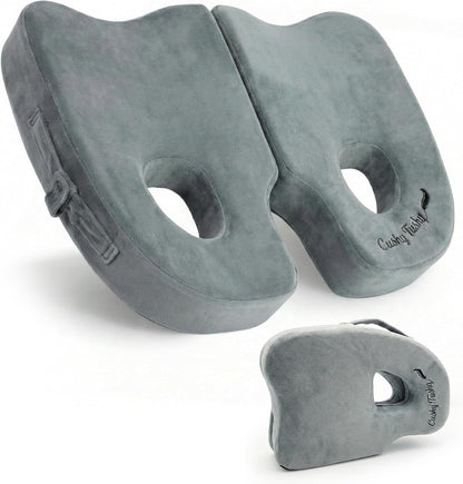 Cushy Tushy Premium Foldable Travel Seat Cushion - for Relief of Lower Back, Sciatic, Butt and Tailbone Pain - for Home & Office Use, Perfect for Travel or Driving - Coccyx Seat Cushion